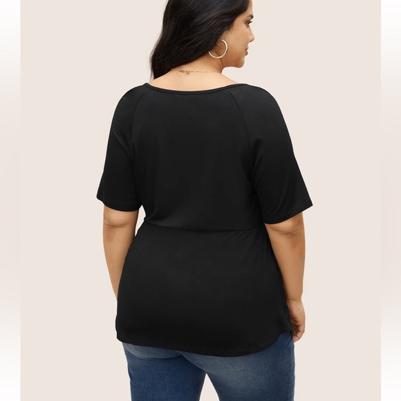 BloomChic Plus Size 2XL Supersoft Essentials Deep V Neck Ruched T-shirt … - Picture 2 of 7